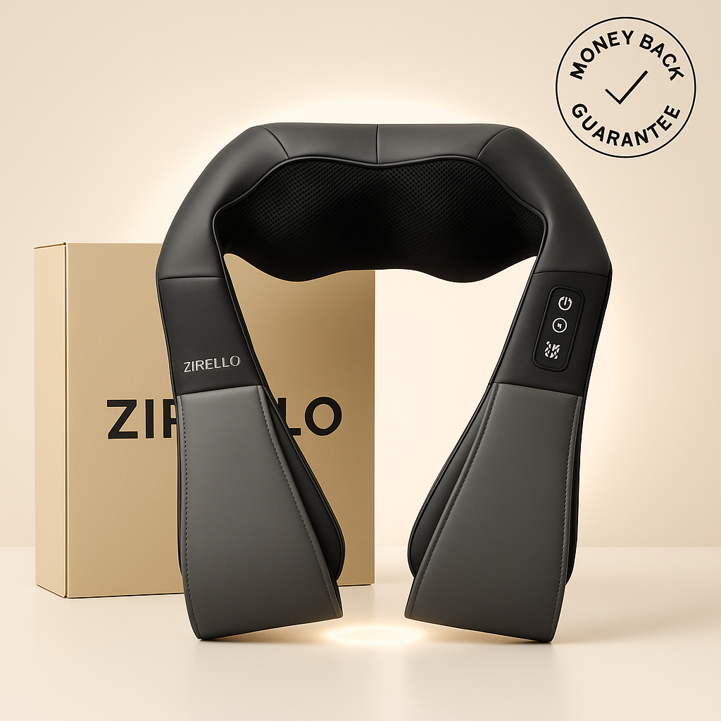 Zirello Neck and Back Massager with Soothing Heat, Masgre Electric Deep Tissue 3D Kneading Massage Pillow for Shoulder, Leg, Body Muscle Pain Relief, Home, Office, and Car Use
